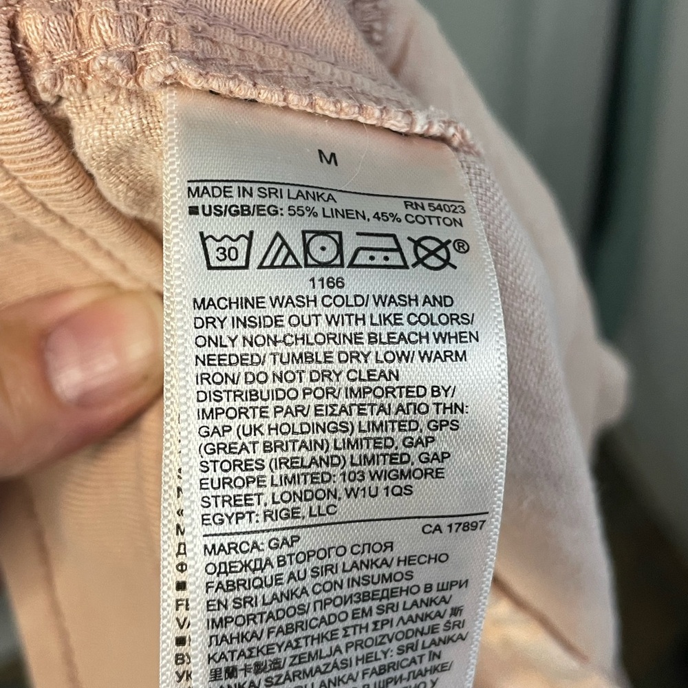 GAP Linen Cotton Joggers Womens Medium Peach Drawstring Relaxed Tapered Pants - Picture 7 of 8